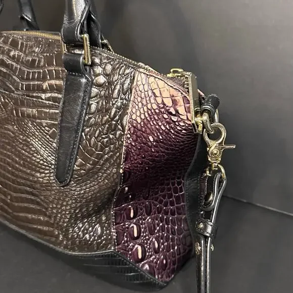 Brahmin Duxbury Croc Embossed Stachel Bag Purse Plum Brown Please READ details - Picture 11 of 12